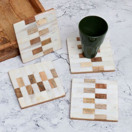 Adorable Handcrafted Wooden Coasters - Pack of 4